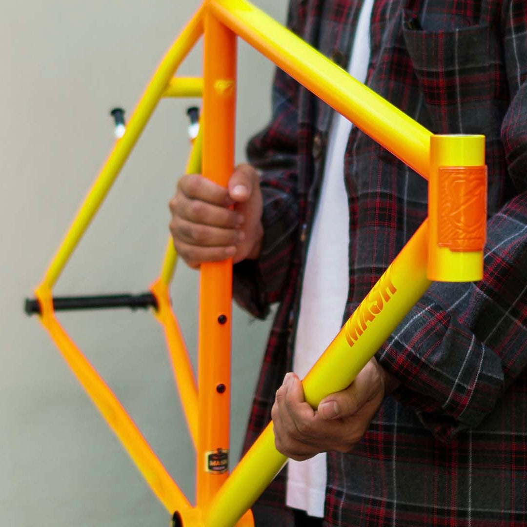 MASH Steel Frameset Neon Orange/Yellow Fade – Office Coffee